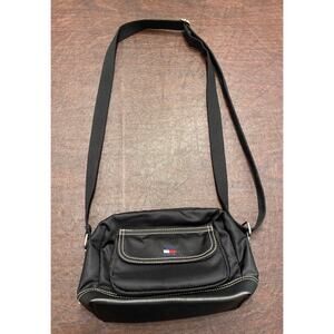 Tommy Hilfiger Black Nylon Small Crossbody Bag with‎ Red Interior Preppy Classic